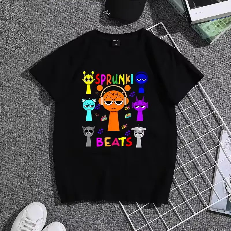 Summer Sprunkis Game Cotton Kids T-shirt Cute Anime Printed Tee Top Short Sleeve Kawaii Boy Girl Streetwear Children Clothes