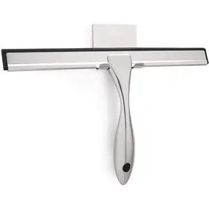Stainless Steel Shower Squeegee, 1 Count Bathroom Squeegee, Window & Car Glass Squeegee, Home Care Supplies, Bathroom Accessories, Window Cleaning Tool, Household Cleaning Tool