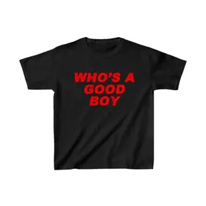 Who's A Good Boy Y2K Cropped Tee, Women Trendy Cute Short Sleeve Aesthetic Preppy Cotton T-Shirt