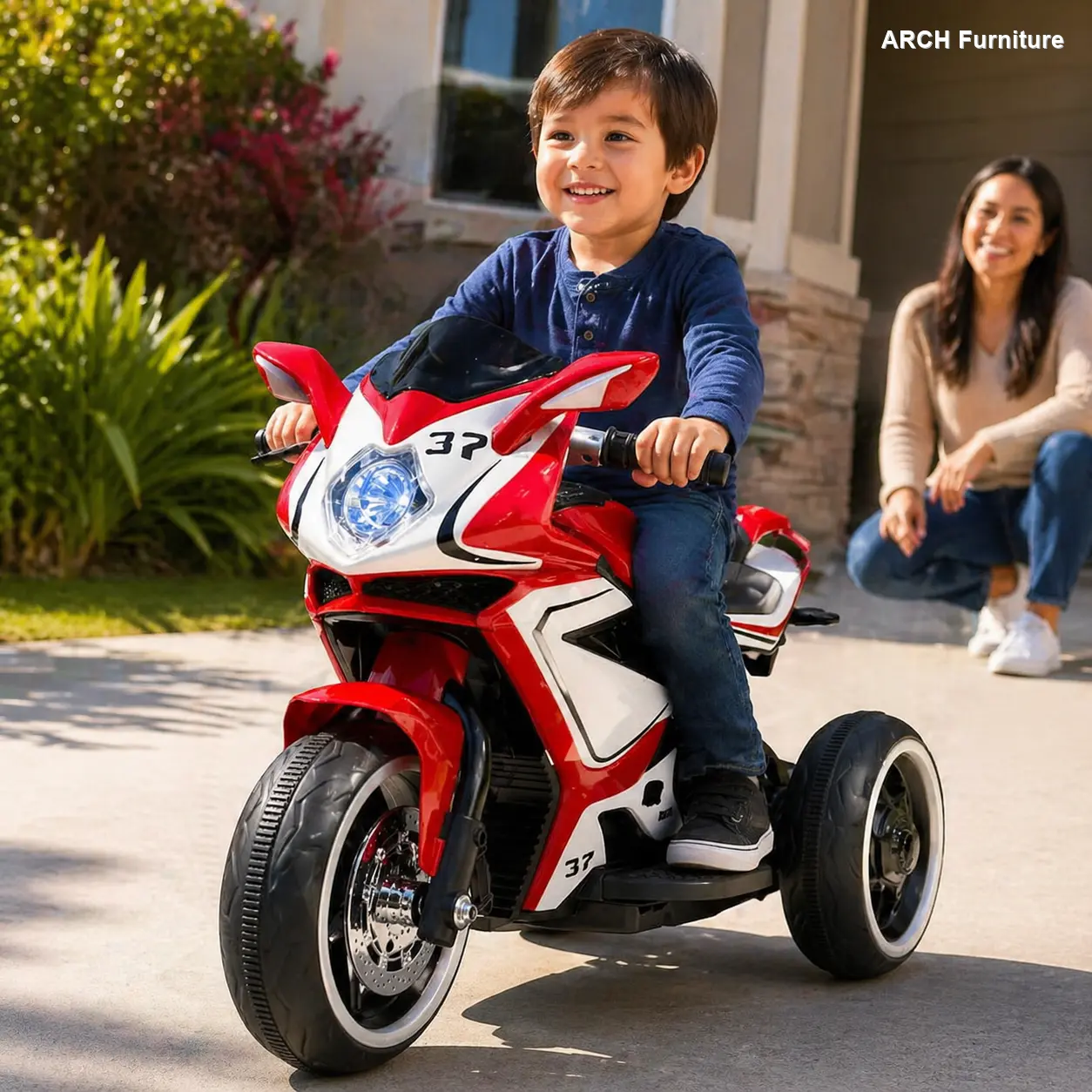 6V Red Plastic Kids' Electric Mini Motorcycle Toy - for Ages 3-4, with Glowing Headlight, Fun Music, Remote Control Ready Motorcycles, Mini Motorcycle Motorcycles