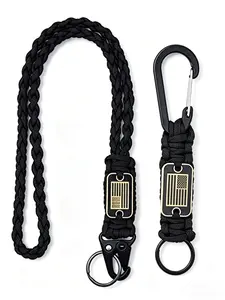 2 Pack Heavy Duty Paracord Lanyard Keychain - USA Flag Military Grade 550 Paracord for Outdoor Camping Hiking | Rustproof EDC Survival Gear key