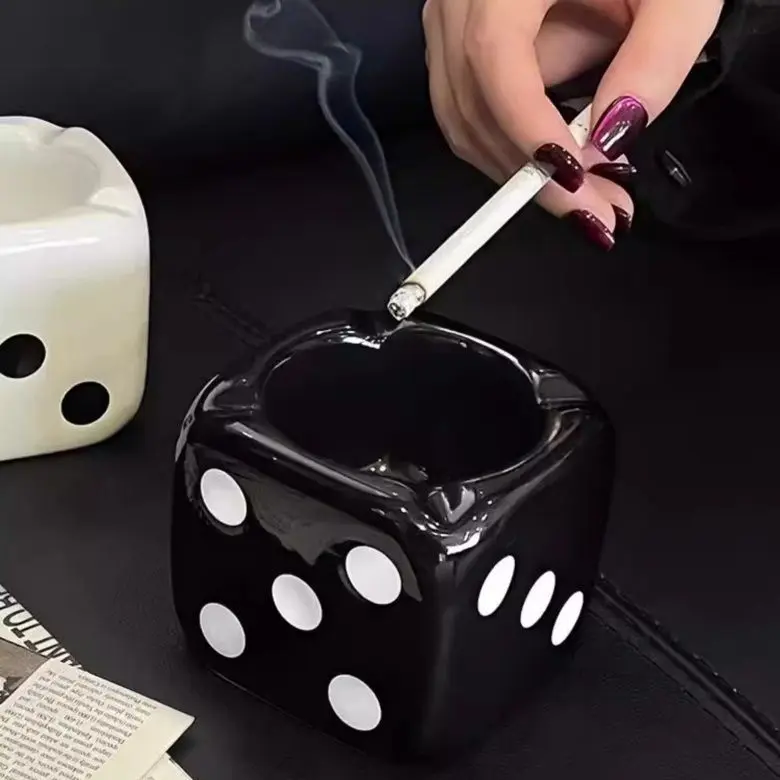 Ceramic Dice Ashtray - High-End Creative Boujee House Decor, Chill Room Accessories, Apartment Stuff, Living Room Desktop Ornament, Personalized Home Gift, Boujee Home Accessories, Living Room Decor