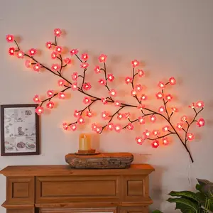 Sakura Branch Lights for Walls, USB Decorative Garland, Christmas Tree Branch String Lights, 8 Lighting Modes, Indoor Home Decoration