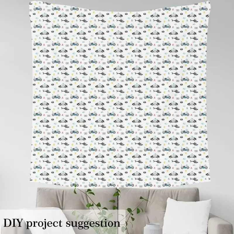 Feelyou Waterproof Police Car Fabric Design Upholstery Fabric by the Yd - Durable Indoor Textile, 2 Yd (36"x58", 72" Length), Bold Pattern, Easy Cleaning for Accent Pillows, Refinishing Furniture, DIY Cushions