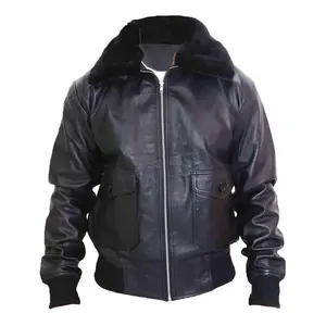 MotorCycleJackets Men's G1 Navy Black Leather Jacket