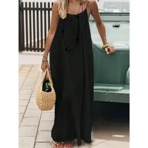 2026 New Women’s Backless Spaghetti Strap Loungewear Dress | Loose-Fit Soft Cozy Home Casual Dress