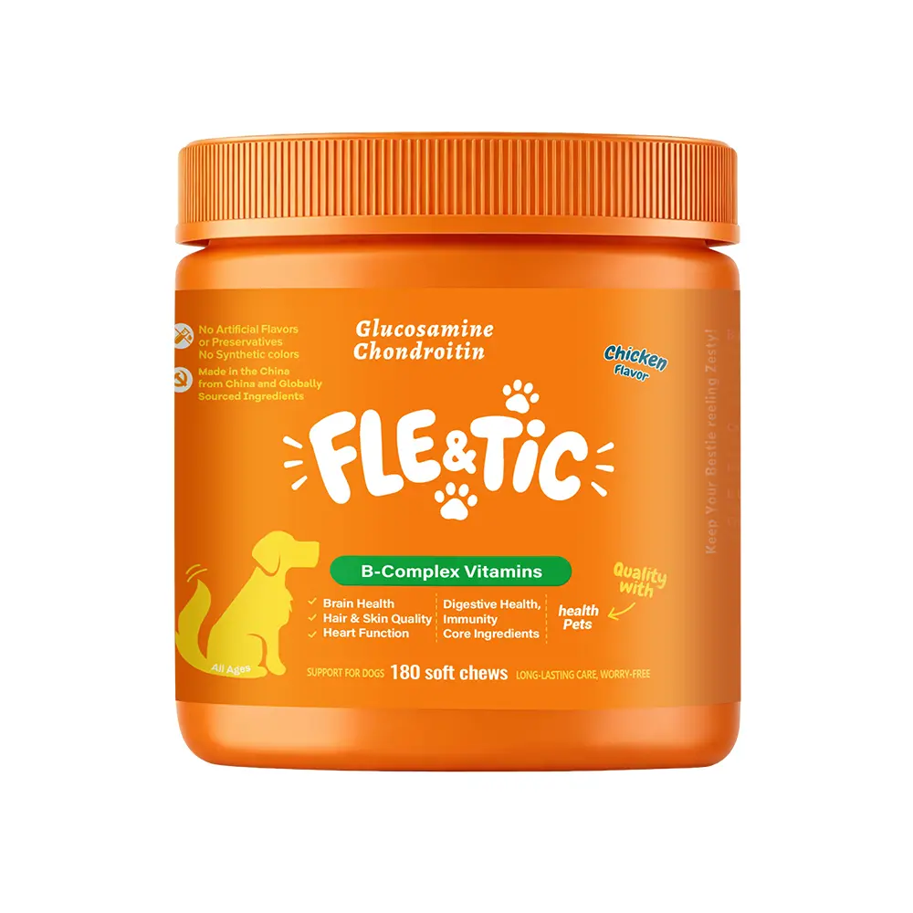 FLE&TIC Flea & Tick Chewables for Dogs & Cats, Daily Skin Health Supplement with Flaxseed Oil, Fish Oil Omega-3, Alfalfa Powder, B-Vitamin Complex, Cranberry Powder – Natural Deterrent, Skin Barrier & Itch Relief Pet Treats support immune