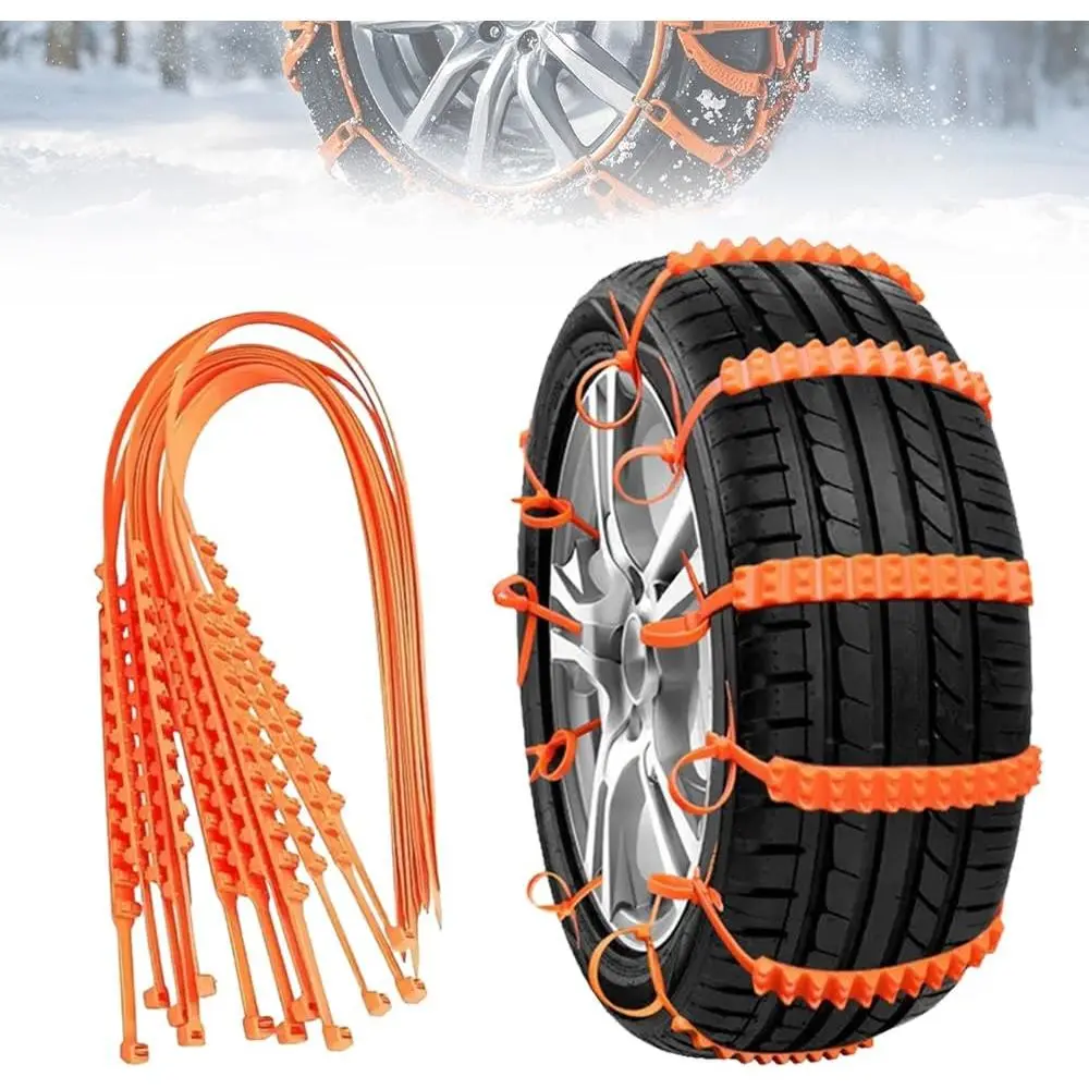 2026 Anti-Slip Tire Chains - 10-Piece Reusable Traction Set for Cars/SUVs/Trucks, Winter Snow Cables, Easy-Install Ice Safety Emergency Kit, 10-Piece Traction Set
