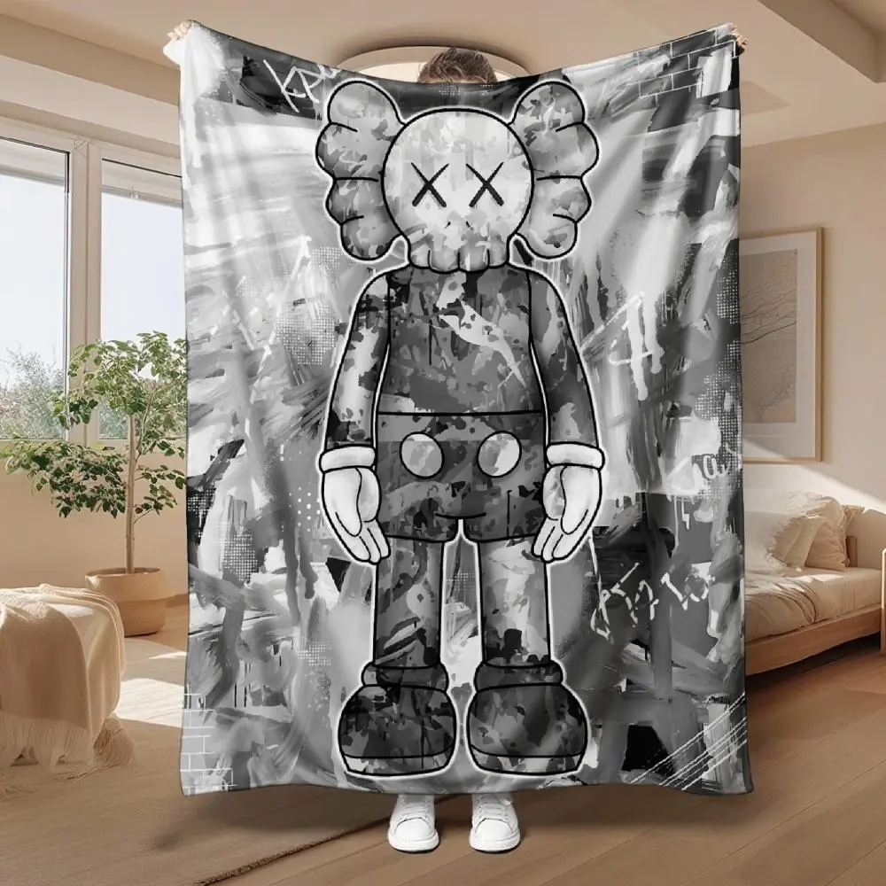 KAWS Graffiti Art Flannel Throw Blanket - Soft Cozy Blanket with Plush Fabric, 50x60in, Machine Washable, All-Season Warm Lightweight Home Decor for Couch, Gift for Teens (Birthdays, Housewarmings), Mom