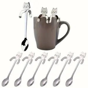Cute Cat Shaped Stainless Steel Coffee Spoon, Perfect for Desserts Snacks Ice Cream, Versatile Usage, Fun Kitchen Accessory, Durable and Stylish