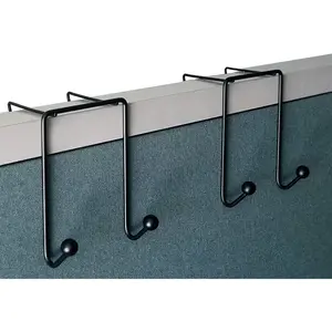 CWH-02-2P 3 Inch Space Addition Wire Double Hook for Partition Wall Cubicle Panel, Color Black, 2 Pieces Per Pack