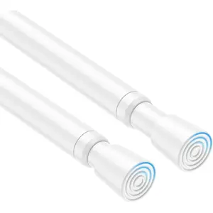 2 Pack Spring Tension Curtain Rod 32 to 58 inch Adjustable Curtain Rods No Drilling Spring Loaded Curtain Rods for Windows Doors, White