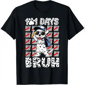 101 Days Bruh 100 Days Of School Student Teacher Funny Dog T-Shirt Comfy Everyday T-Shirt