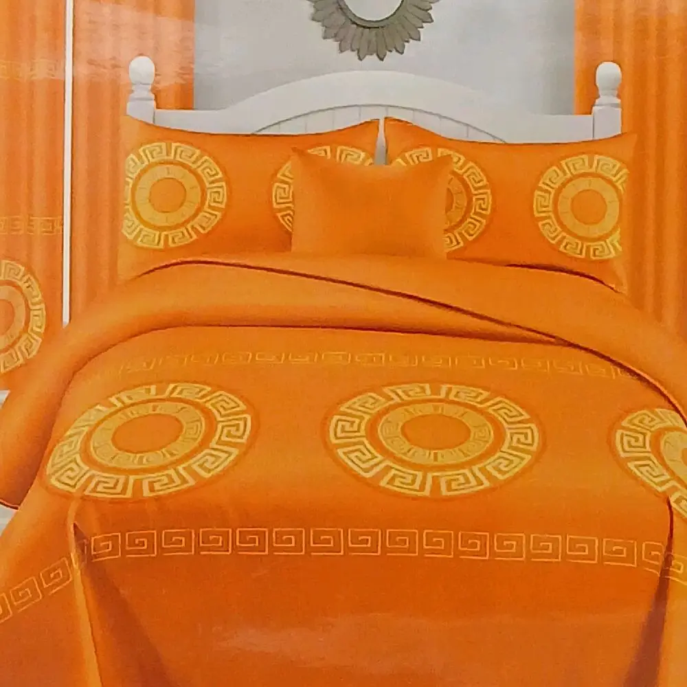 10 PCS Quilt Set with Central Circular Design Orange Bedding Collection for Home Decor
