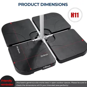 HOMSHADE Heavy Duty Patio Umbrella Stand Collection: 80-160-221lbs Fillable Bases with Wheels & Locks, High-Density HDPE Refillable Weights for Outdoor Market Umbrella (H11/H12/H13/H14/H16/H17, Round/Square)