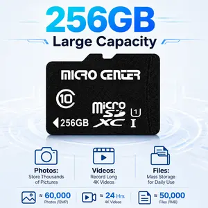 Micro SD Card 256GB 1 Pack , Memory Card for Older Camera, Phone, PDA, 3D Printer  - Suitable for Laptop,Black
