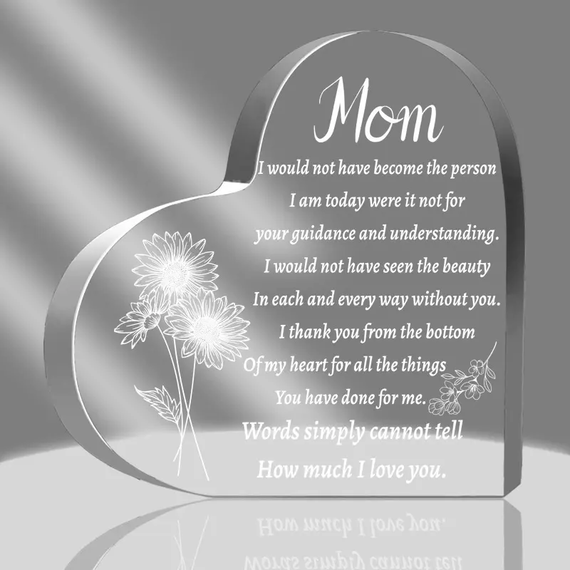 1pc,Acrylic Plaque Gift from Son/Daughter to Mom - Birthday, Christmas & Mother's Day Present - Desktop Decoration & Living Room Decor