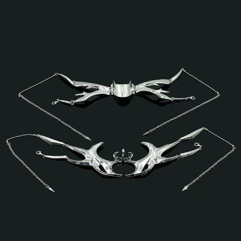 Cyberpunk Metal Face Mask Futuristic Fluid Mechanical Design Adjustable Earring Lip Ring Unisex Techwear Face Jewelry