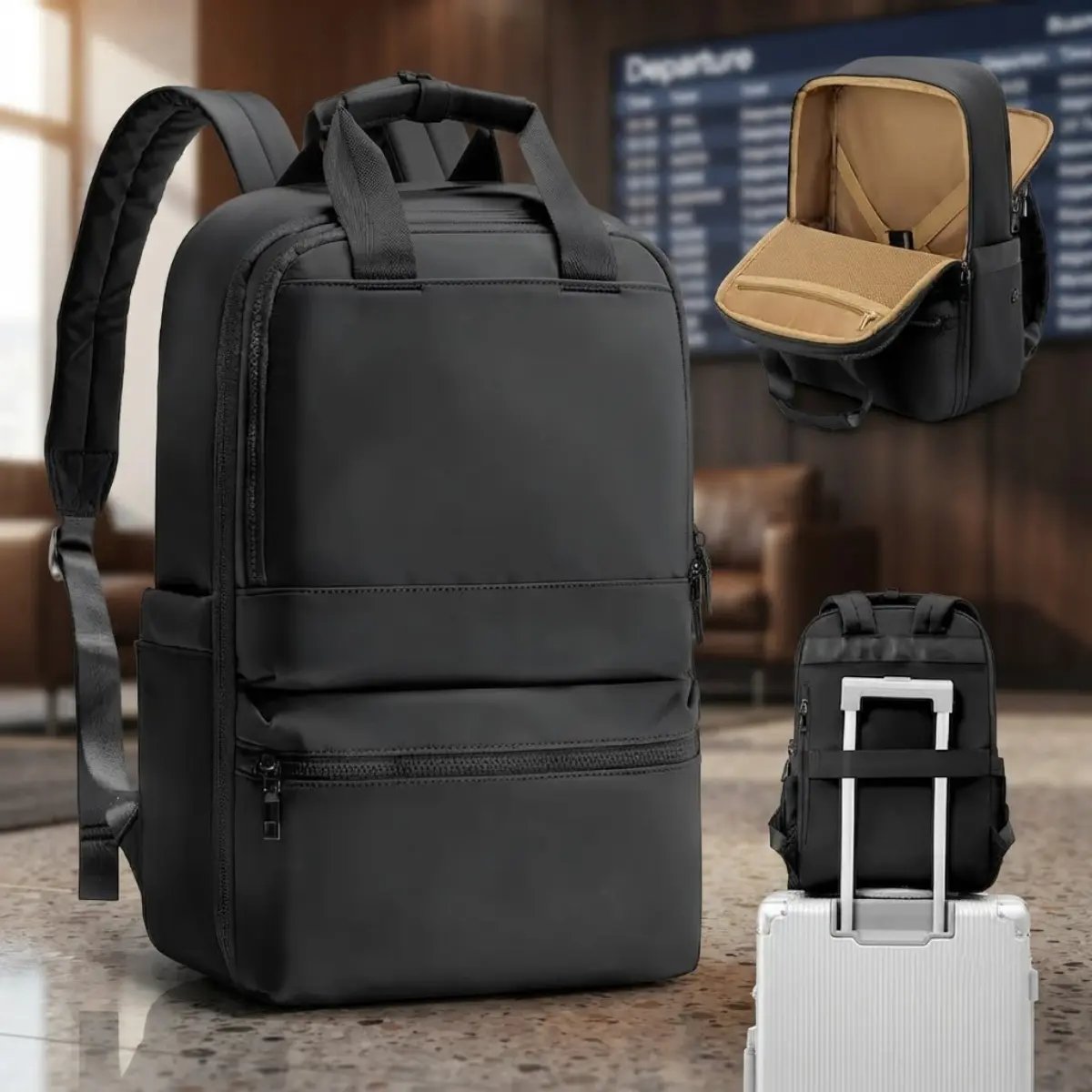 Premium Water-Resistant Men's Minimalist Large Capacity Backpack, Flight-Approved Carry-On Luggage with Padded Sleeve, Work Commute Rucksack Gift (Sports & Outdoor Gym Bag)