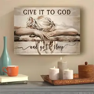 A painting depicting a sleeping girl with slogan patterns, an unframed poster, a single modern canvas wall art poster, is suitable for the wall art decoration of living rooms and bedrooms at home ,wall decor wall poster Water Proof Wood Ornaments Artistic