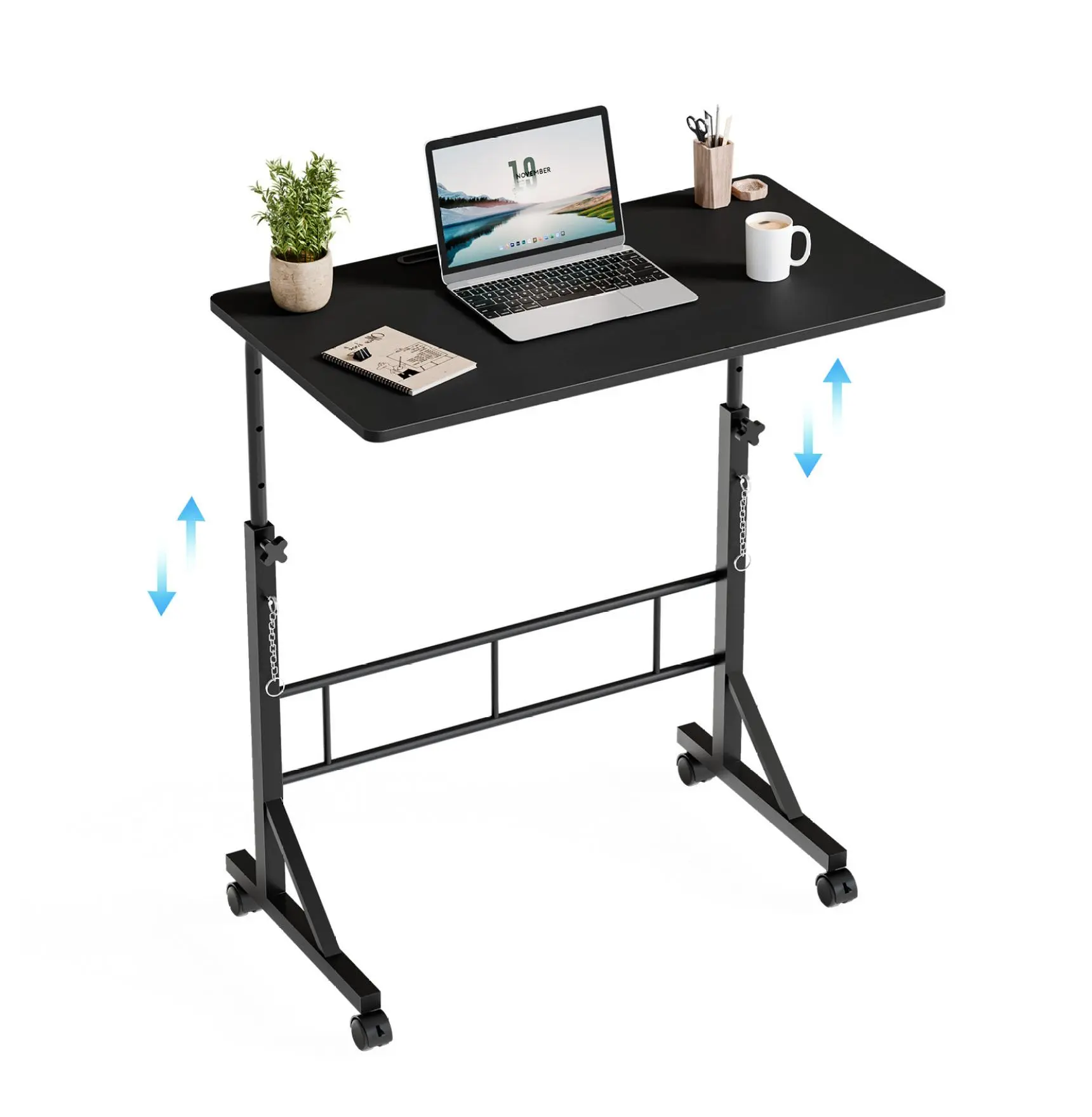 Adjustable Mobile Desk 31.5", Standing Desk Converter, Treadmill Desk, Walk Desk, Locking Wheels, Active Home Office