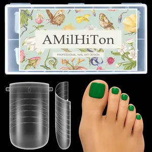 Straight Polygel Dual Wide Toe Nail Forms for Poly Gel Extensions, Larger Flat Full Cover Molds for French Toenail, Press on Toenails for Women Extensions Home DIY Nail Salon 150PCS 15Sizes