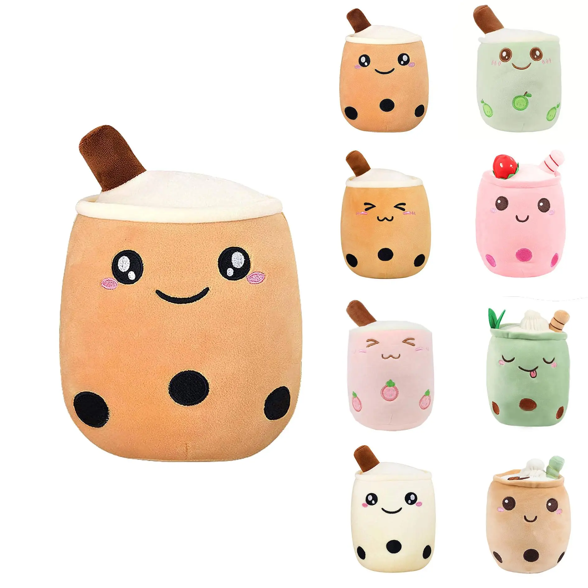 Cute Milk Tea Cup Design Plush Toy, Soft Stuffed Teacup Pillow, Bubble Stuffed Animal Plush, Kawaii Cartoon Stuffed Toy for Family and Friends, Home D