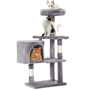 Cat Tree Tower for Indoor Cats, 37in Cat Furniture Activity Center, Kitty Play House with Sisal Scratching Post, Large Condo,Plush Toy for Kitten