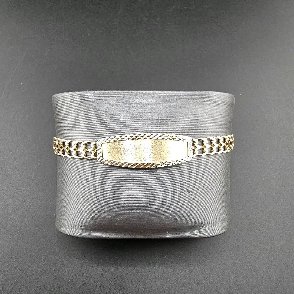 14k Gold Bracelet, Size 7, 5.8mm with Customizable Name Plate, Everyday Wear Jewelry Accessory
