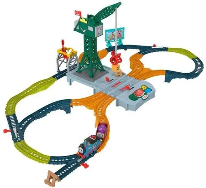 Thomas & Friends Talking Cranky Delivery Train Set with Trucks, Collectible Train Figurine for Entertainment