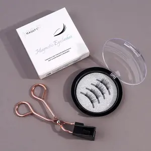 Magnetic Natural Half Eyelash Curler Tool, 1 Pair Adhesive Free Eyelashes, Daily Repeated Use, Natural Eye Tail Extension, Cross Style Eyelashes, Makeup, Cosmetics, Eyelash Curler Set