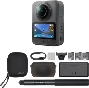 HDEOsmo 360 Adventure Combo - Waterproof 8K 360° Action Camera with 1-Inch Sensor, 128GB Built-in Storage, 100-Min 8K Recording, 4K/120fps & 170° Wide-Angle Video, with 3 Extreme Batteries (1950 mAh)