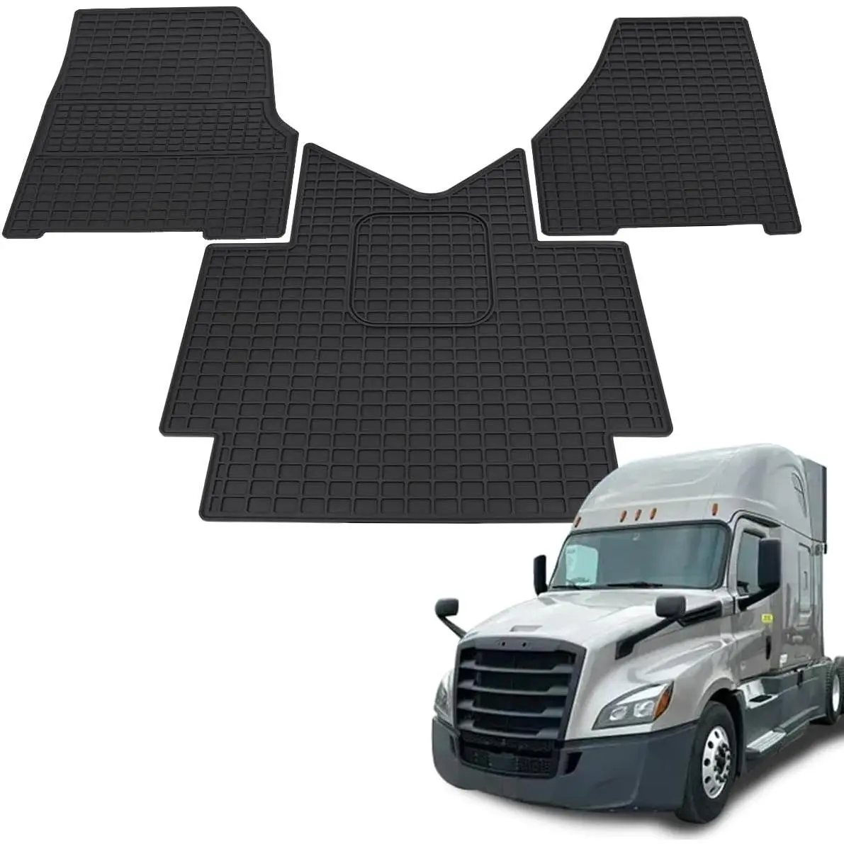 3PCS Heavy Duty Anti-Skid Rubber Floor Mats for Freightliner Cascadia 2018-2026, Automotive All-Weather Guard Cargo Liners, Truck Floor Mats Accessories, Floor Mats For Trucks, Automotive Floor Mats, 3 Pieces