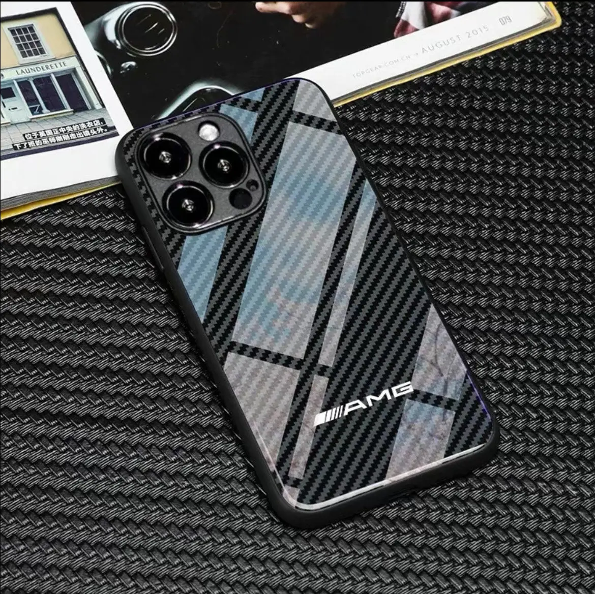 amg phone case slick carbon fiber look