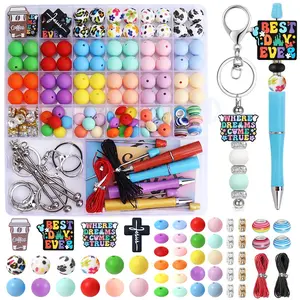 146pcs Multicolor Silicone Beads Set, Includes 12mm & 15mm Silicone Beads for Keychains, 10mm Flat Round Spacer Beads for Pen Decorations, Diy Jewelry Decoration