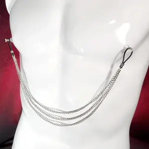 Triple Chained Nipple Nooses - Adjustable Loop / Non Piercing Nipple Ring Jewelry