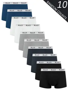 10 pcs random men's solid color flat cornered underwear, Soft and lightweight men's boxer briefs, Slim fit, durable, High elasticity waistband, suitable for all seasons, Suitable for daily home casual wear, Casual Fitted Briefs