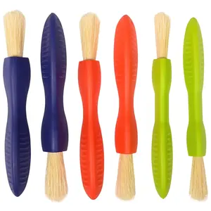 Triangle Grip Toddler Paint Brushes - 6 Bright Colors - Paintbrush Set for Toddler Art - Thick Kids Paint Brushes - Art Supplies for Toddlers 1-3