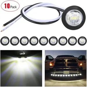 Nilight 3/4 in White Round LED Marker Lights (10 Pcs with Backlights), IP68 Waterproof Cars Accessories, for Automotive & Motorcycle Mounting Applications, Father's Day Gift