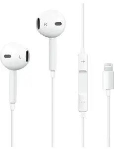 Wired Earbuds with Lightning Connector, Built-in Remote Control for Music, Calls & Volume, Comfortable Fit