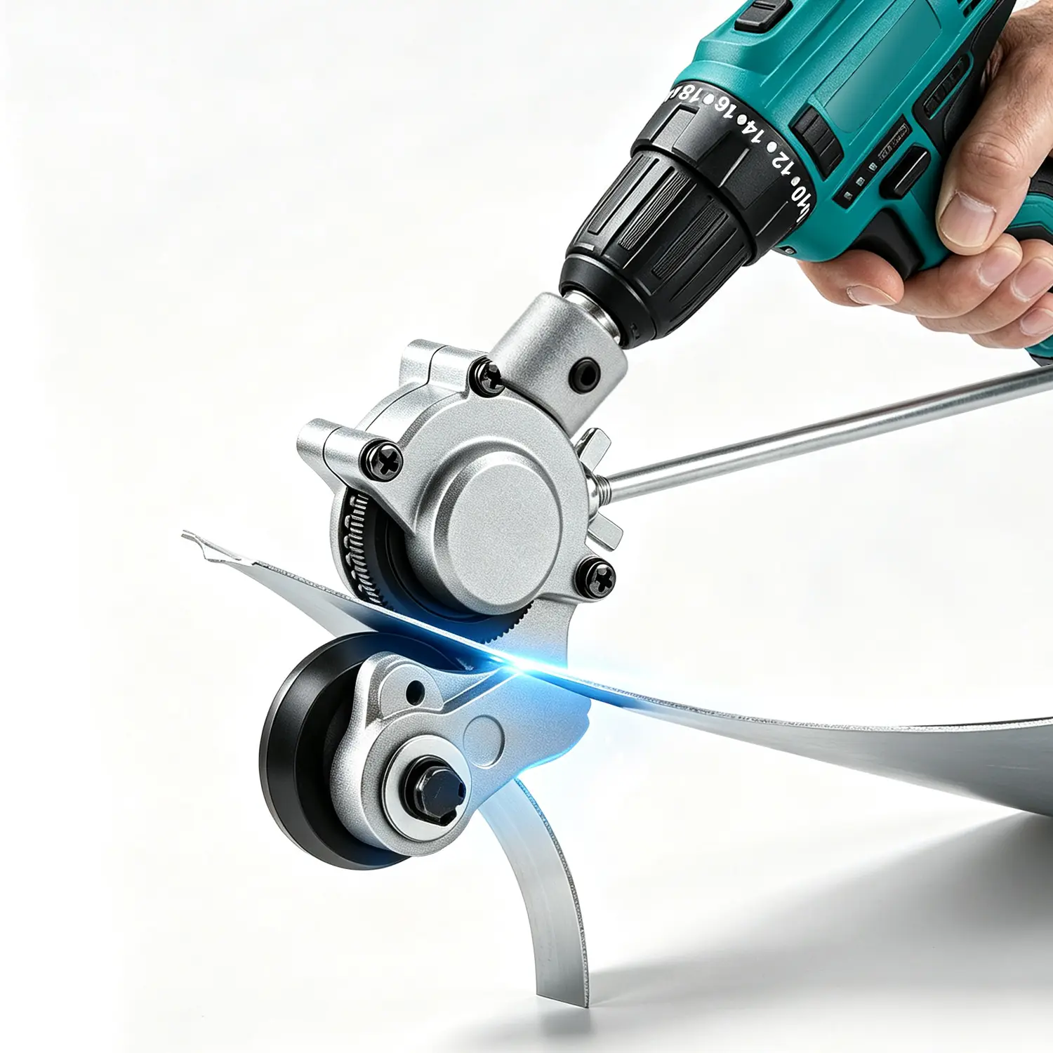 Upgraded Electric Nibbler Drill Attachment with Drill Adapter, Efficient Sheet Cutting Shearing Metal Sheets Accessory, 0.2-0.5mm Stainless Steel/1.0mm Max Aluminum Plate Cordless Tool Accessory