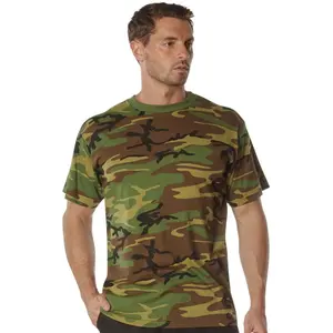 Woodland Camo - Tactical Short Sleeve T-Shirt, 100% Cotton, Standard Fit