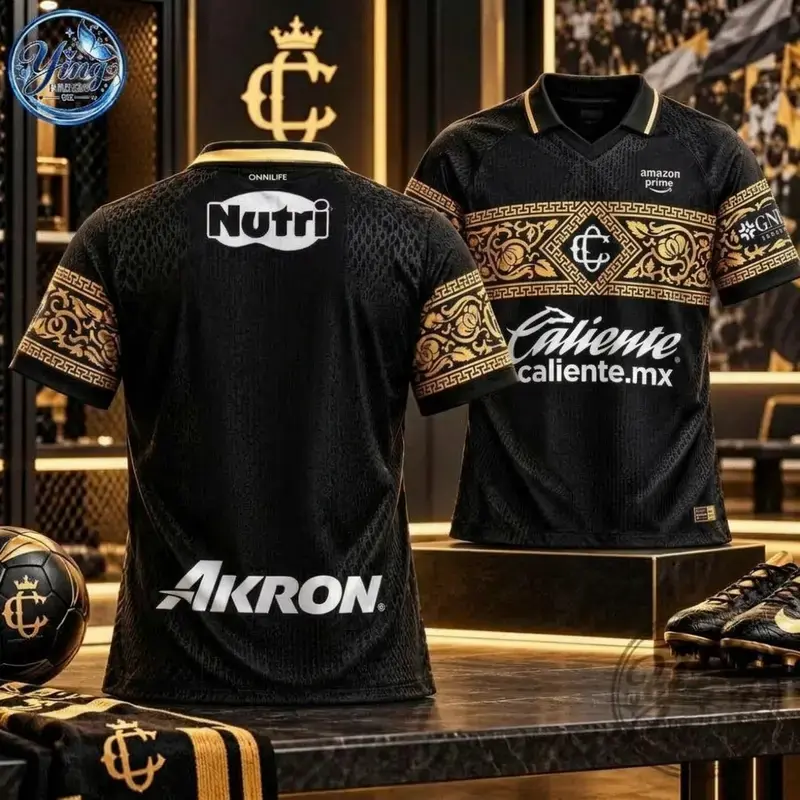Chivas Guadalajara 2026/27 Third Kit Jersey - Full logo (Black/Gold)