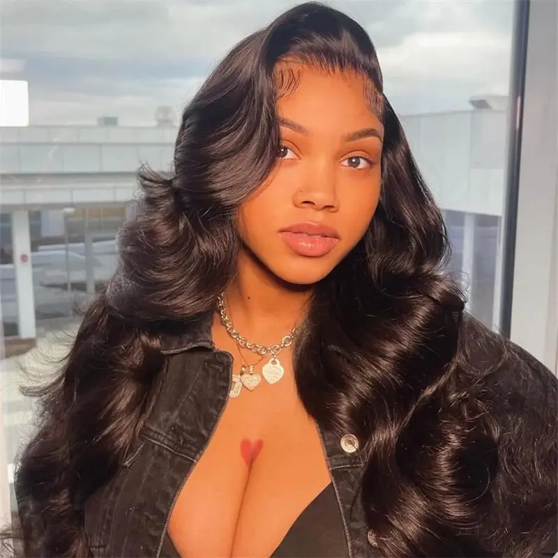 [Super Deal] Hot Star Body Wave 13x6 HD Transparent Lace Front Natural Black Color Wig Pre Plucked Human Hair Wigs For Women