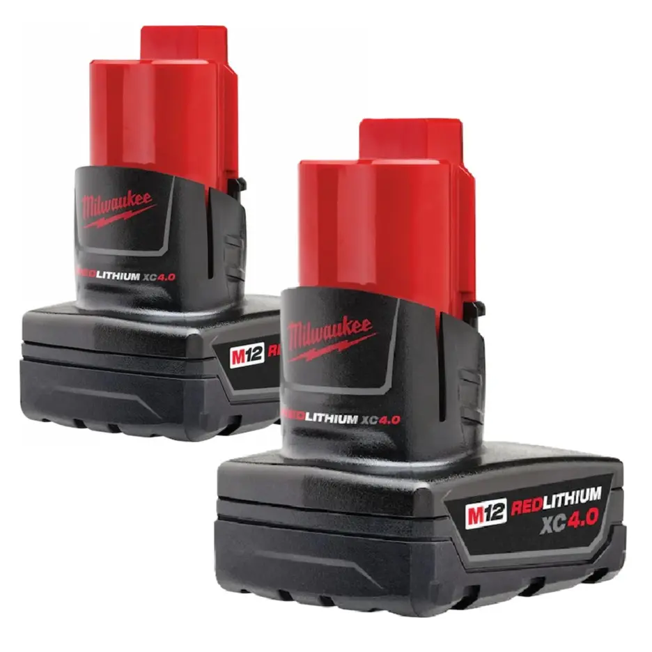 Milwaukee 48-11-2440 M12 12V 4Ah RedLithium Extended Capacity Cordless Power Tool Batteries 2-Pack for M12 Systems Reliable & Convenient Cordless Operation (2 pack)