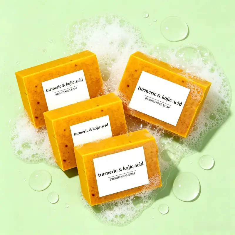 Turmeric Kojic Acid Soap - Natural Dark Spot Correcting Cleansing Bar for Facial & Body Use, Exfoliating Formula for Uneven Skin Tone, Acne Marks & Hyperpigmentation, Daily Bath Skincare Cleanser