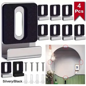 Wall-Mounted Mirror Clip Set, Rustproof Wall Mountable, Stainless Steel Hardware Clamp, Durable Metal Holder for Secure Installation, Ideal for Mirrors & Decorative Use