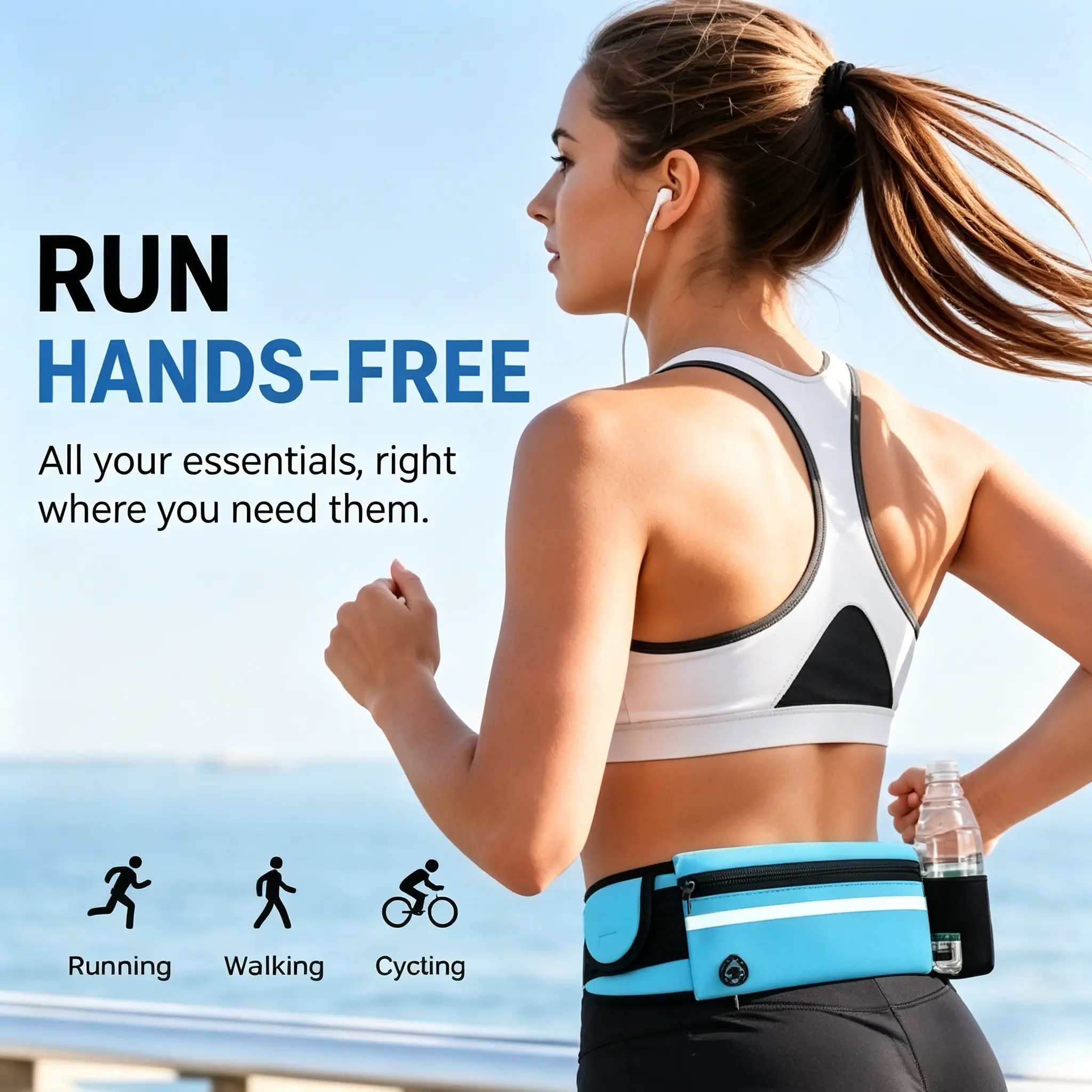 Unisex Lightweight Water-Resistant Slim Running Belt - Reflective Zippered Waist Pack, Large Capacity, Water Bottle Holder for Running, Hiking, Cycling & Outdoor Activities (For Active Individuals)
