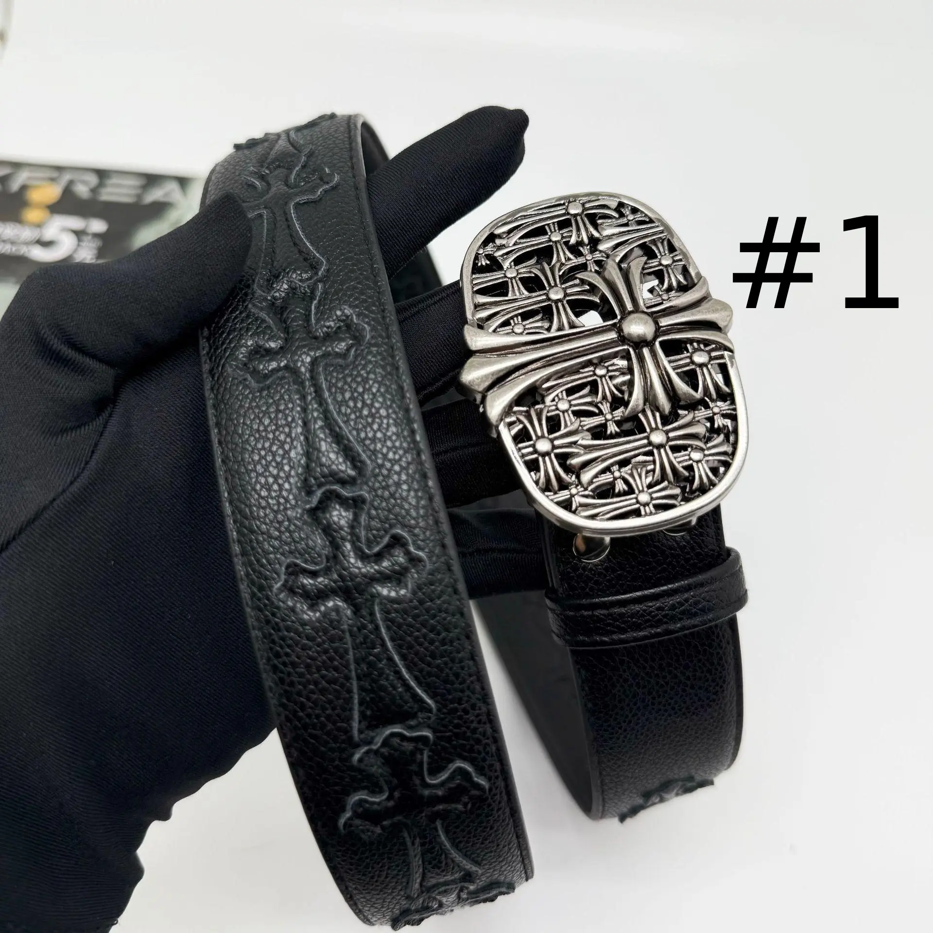 Vintage Black Cross Buckle Belt - Premium PU Leather Adjustable Unisex Gothic Fashion Belt with Metal Cross Accents