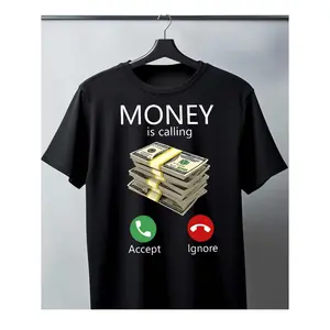 Mens Cotton TShirt Black Money Is Calling Humorous Graphic Tee